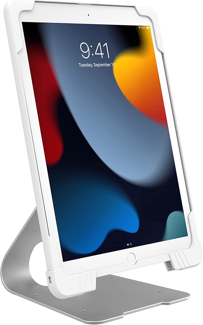 CTA Anti-Theft Case &amp Stand – Solid Security Locking Case with 180° Angle Adjustability – Compatible with iPad 5th-9th Gen Air 1-3 &amp Pro 9.7 and 10.5” - White - (PAD-ASCS10W)