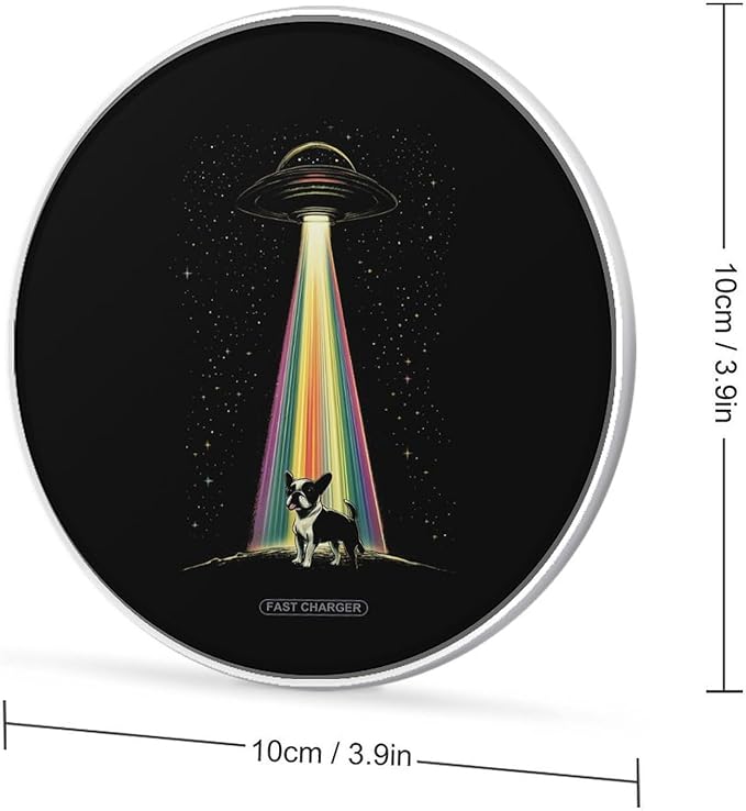 Spaceship French Bulldog Wireless Charger Anti-Slip Wireless Charging Pad Slim Charger Mat for Men Women