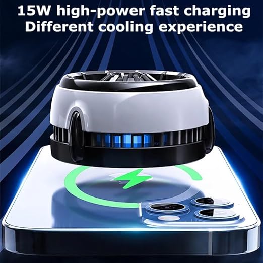 MEMO Magnetic Gaming Phone Cooler - Fast Wireless Charger 15W Portable Semiconductor Radiator Fan for iPhone/iPad/Android - Ideal for Gaming Live Streaming Vlogging - MagSafe Compatible