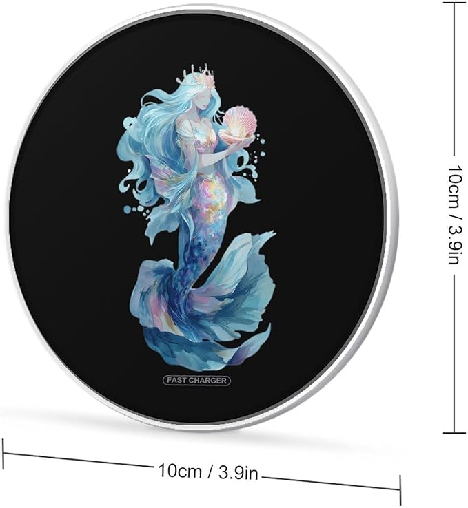 Magical Mermaid Fast Portable Charger 10W Funny Graphic Phone Charging Pad with USB Cable