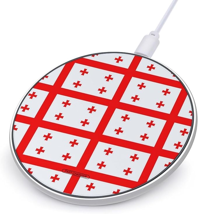 Georgia Flag Fast Portable Charger 10W Funny Graphic Phone Charging Pad with USB Cable