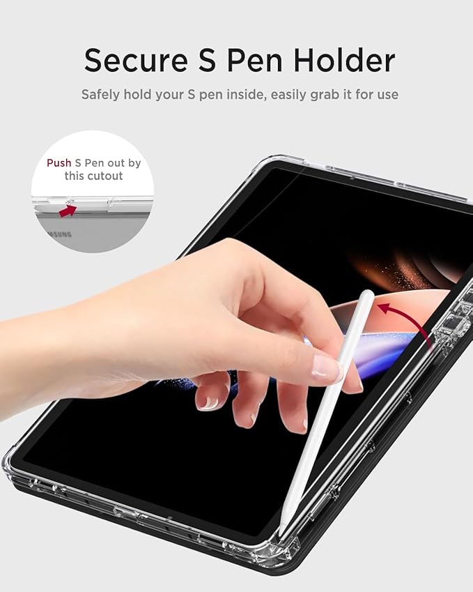 Miimall for Samsung Galaxy Tab S11 Case (2025) Galaxy Tab S11 Case with Stand Slim Hard PC Translucent Back Shell Auto Wake/Sleep Black