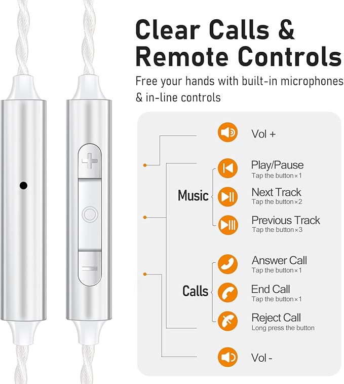 Vibes 202ML Wired Earbuds - HiFi in Ear Headphones for iPhone 5–14 Noise Isolating Ear Buds w/ Mic - Clear Sound Deep Bass Comfort-Fit Earphones - MMCX–LTN Silver Plated Cord Carrying Case