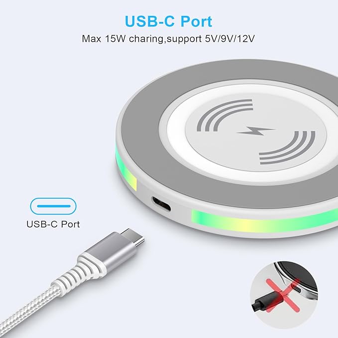 Samsung S26 Wireless Charger Fast Charging Pad Android Charging Station Cell Phone Wireless Chargers for Samsung Galaxy S26 Ultra S25 S24 S23 S22iPhone 17 Pro Max 17 16 15with QC 3.0 Power Adapter