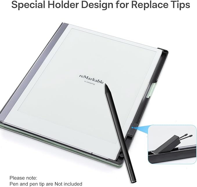 CoBak Case for Remarkable 2 Paper Tablet with Two Viewing Angles- Lightweight and Hard Back Shell Protective Book Folio Cover with Built-in Pen Holder - for 10.3 2020 Released (with Stand Sage)