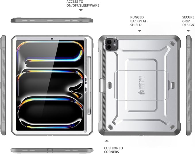 SUPCASE for iPad Pro 13 Inch Case M5/M4 (2025/2024) with Pencil Holder (Unicorn Beetle Pro) [Built-in Screen Protector &amp Stand] Full-Body Rugged Cover for iPad Pro 13 '' M5/M4 White