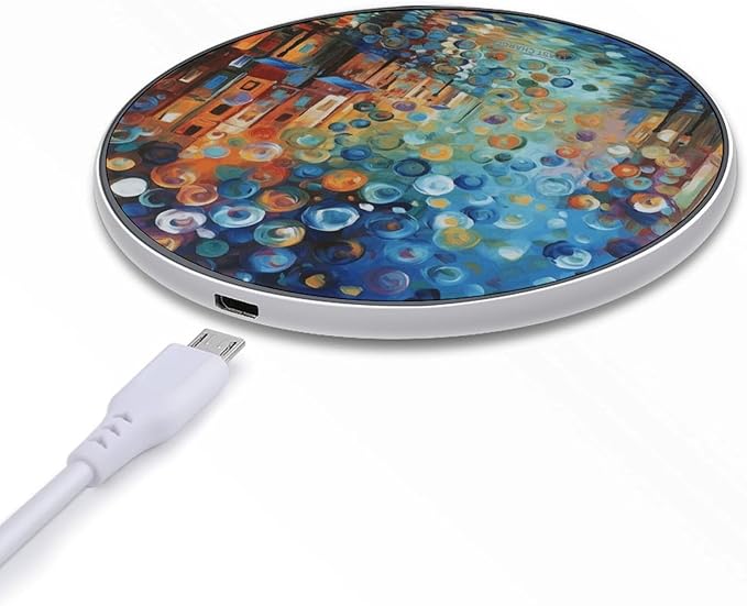 Colored Painting Wireless Charger Fast Wireless Charging Pad with USB Cable 10W Anti-Slip Magnetic Wireless Charger Portable Slim Charger Puck Travel Charging Station