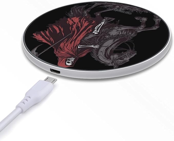 Grim Reaper Skeleton Riding Horse Phone Charger Magnetic Charging Pad Anti-Slip with USB Cable