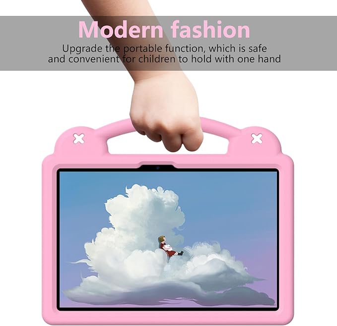 Compatible with Honor Pad X8a 2024/Infinix Xpad 11 inch 2024 Tablet Case Kids Friendly Universal Lightweight Shockproof Protective Case with Shoulder Strap &amp Stand Handle Pink