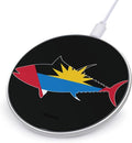 Antigua and Barbuda Flag with Tuna Fish Phone Charger Magnetic Charging Pad Anti-Slip with USB Cable