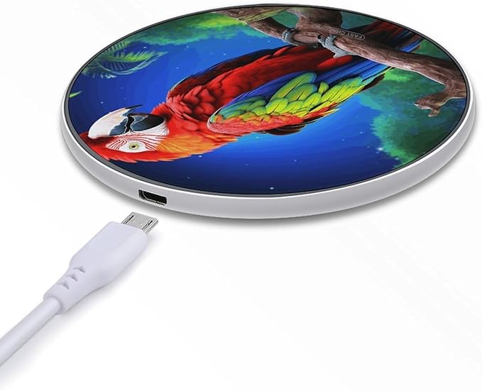 Parrot Wireless Charger Fast Wireless Charging Pad with USB Cable 10W Anti-Slip Magnetic Wireless Charger Portable Slim Charger Puck Travel Charging Station