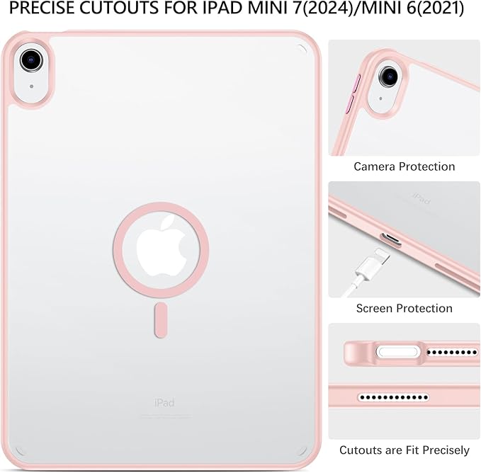 YINLAI Case for iPad (A16) 11th Generation 11 Inch 2025 iPad 10th Generation 10.9 Inch 2022 Magnetic [Compatible with Magsafe] Slim Translucent Matte Men Shockproof Protective Back Cover Light Pink
