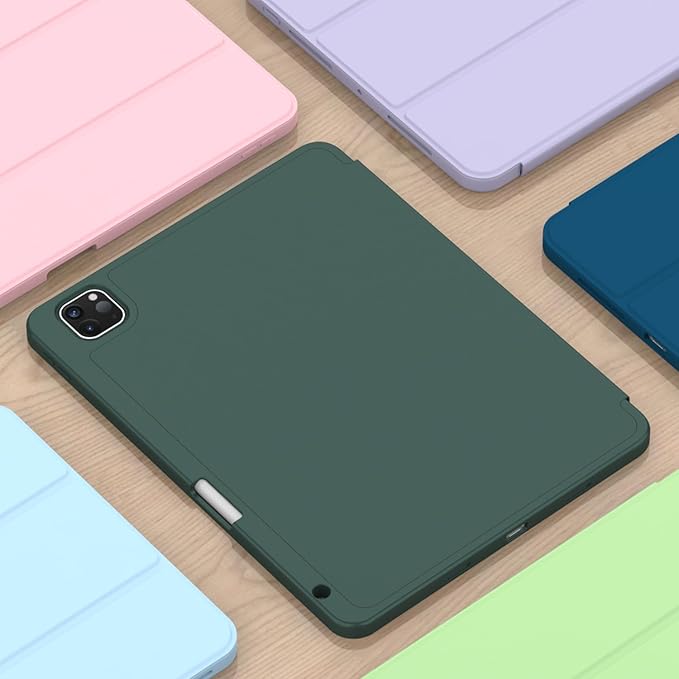 ZryXal iPad Pro 11 Inch Case (M5) 2025/ (M4) 2024 (Model: A2836/A2837/A3006) Trifold Stand Smart Cover with Pencil Holder and Soft TPU Back Auto Wake/Sleep (Update Midnight Green)
