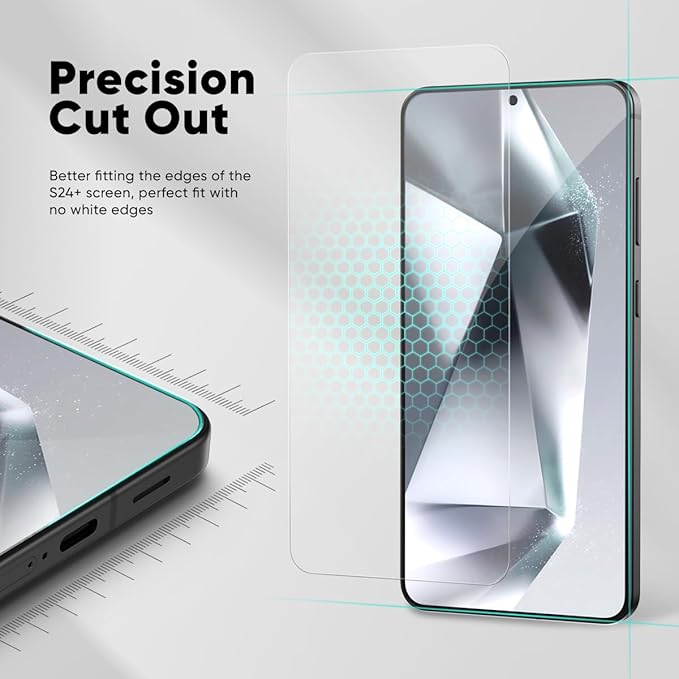 FLOLAB NanoArmour ONETIME for Samsung Galaxy S25+ Plus / S24+ Plus Case Friendly Screen Protector Tempered Glass 2 Pack Fingerprint ID Compatible Durable Dust Free Easy to Install