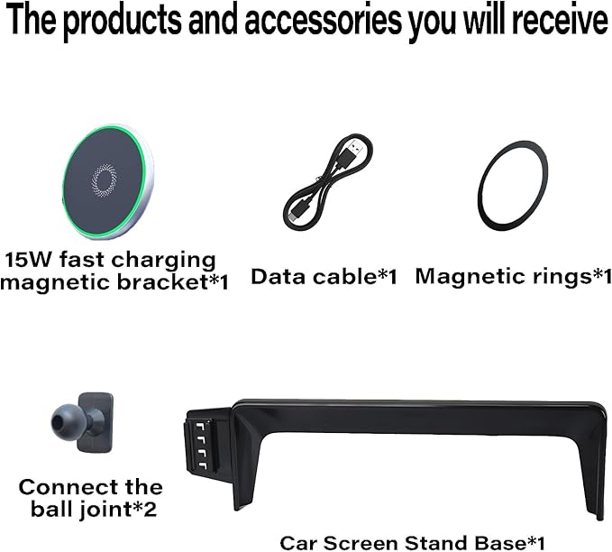 Car Phone Holder for Toyota Venza 2021-2024 Accessories Apply to 8 Inch Touch Screen 15W Fast Wireless Charger Screen Fixed Clip Cell Phone Mount Hands-Free 360 Degree Rotation
