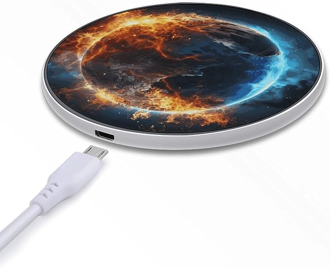 Planet Ice and Fire Wireless Charger Fast Wireless Charging Pad with USB Cable 10W Anti-Slip Magnetic Wireless Charger Portable Slim Charger Puck Travel Charging Station
