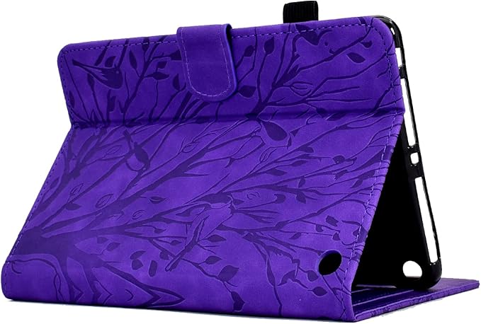for Amazon Kindle Fire HD 8 &amp Fire HD 8 Plus Case (12th/10th Generation 2024/2022/2020) 8 UUcovers Embossed Magneic Smart Cover with Stand/Pencil Holder [Auto Sleep/Wake] Purple Lucky Tree