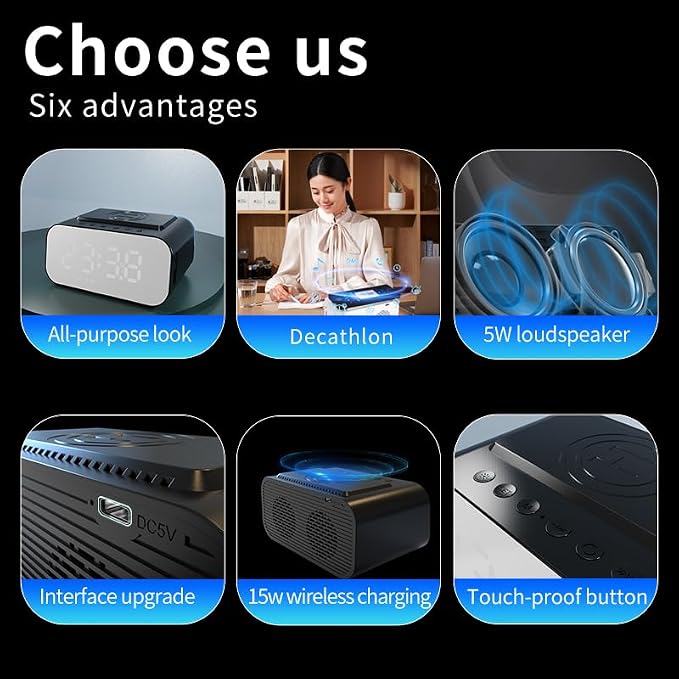 Multifunctional Alarm Clock Bt510 White