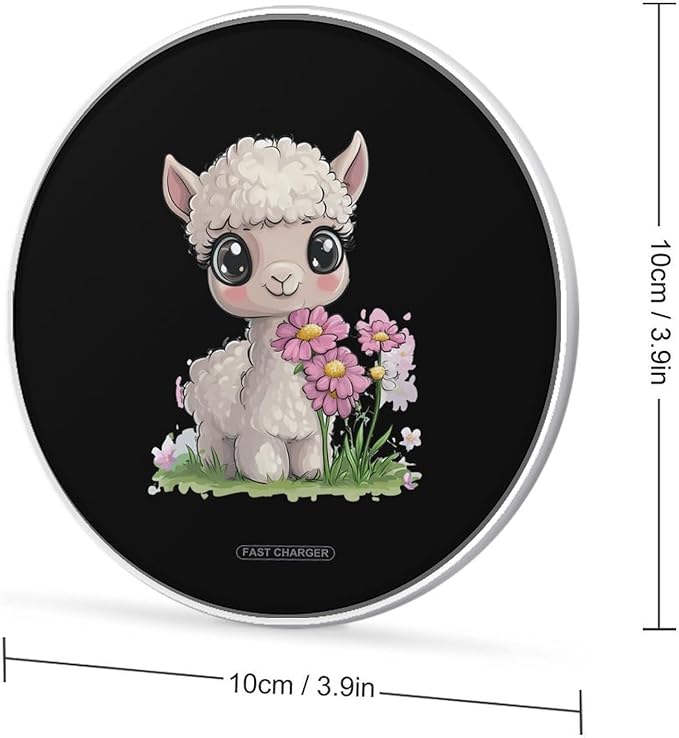 Alpaca Print Wireless Charger Anti-Slip Wireless Charging Pad Slim Charger Mat for Men Women