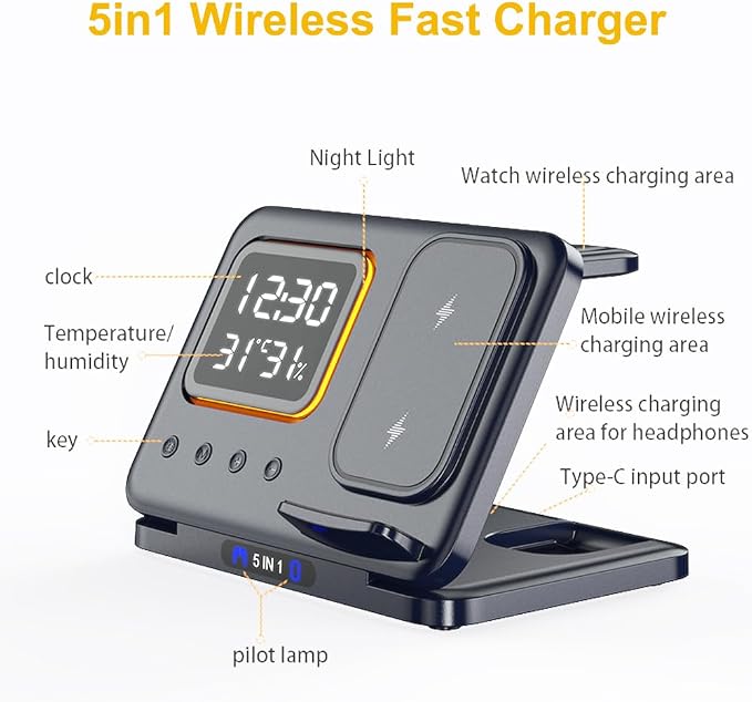 5in1 wireless Charger Station D15 White