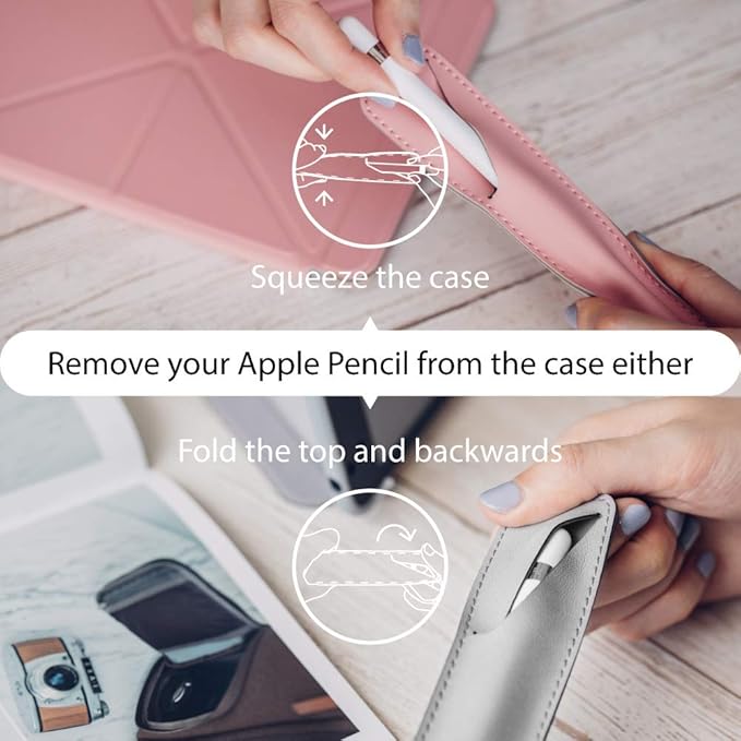 Moshi Magnet Vegan Leather Case for iPad Pencil Ultra-Slim Microfiber Lining Attaches to Moshi’s VersaCover Case Scratch Protection Metro Black