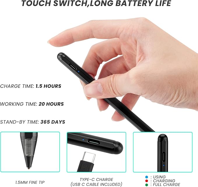 Chromebook Flip 2-in-1 Touchscreen Laptop Stylus Pen Active Pen Digital Capacitive Stylus for ASUS Chromebook Flip 2-in-1 Laptop Stylus with Ultra Fine TipTouch-Control and RechargeableBlack