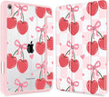 Mektron Printed Case for iPad mini 7 (A17 Pro) 2024/ Mini 6 2021 iPad mini 7th/6th Generation 8.3-inch Liquid Retina Display Cover Buit in Pencil Holder with Clear Back Shell Cherries Bows C353