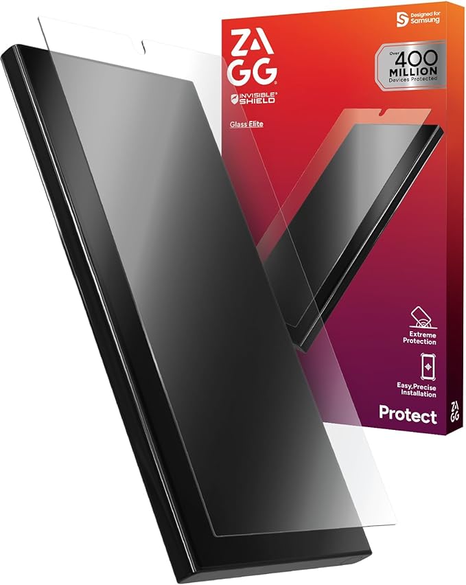ZAGG Fusion Samsung Galaxy S25 Ultra Screen Protector – Unbreakable Hybrid Polymer Fingerprint Scanner Compatible High-Definition Clarity InvisibleShield Easy Installation