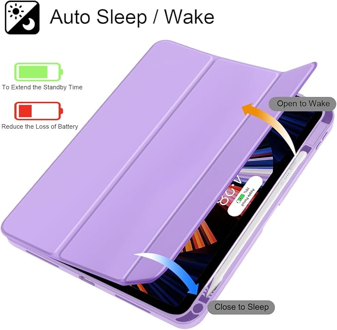 Tuiklol for iPad (A16 Chip) 11th Generation 11 inch 2025 / iPad 10th Generation 10.9 inch 2022 Case Buit in Pencil Holder with Clear Back Shell Cover Trifold Stand Auto Wake/Sleep Purple