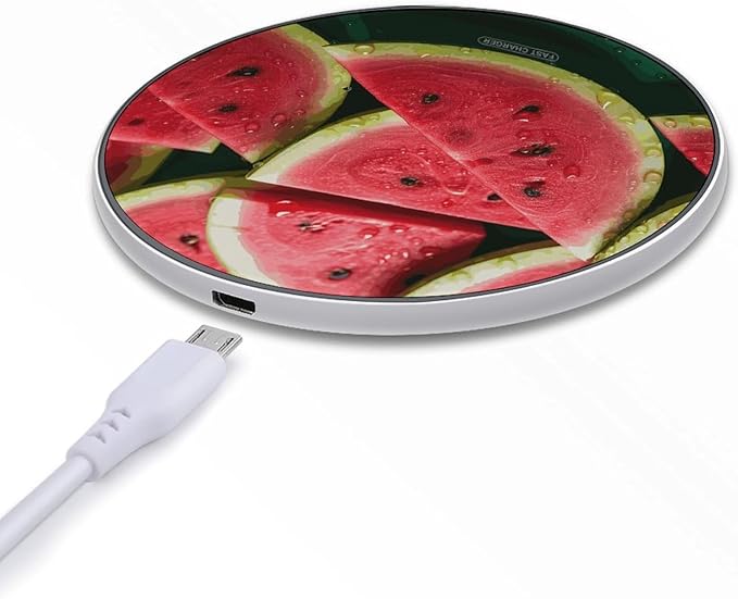 Watermelon Beautiful Wireless Charger Fast Wireless Charging Pad with USB Cable 10W Anti-Slip Magnetic Wireless Charger Portable Slim Charger Puck Travel Charging Station