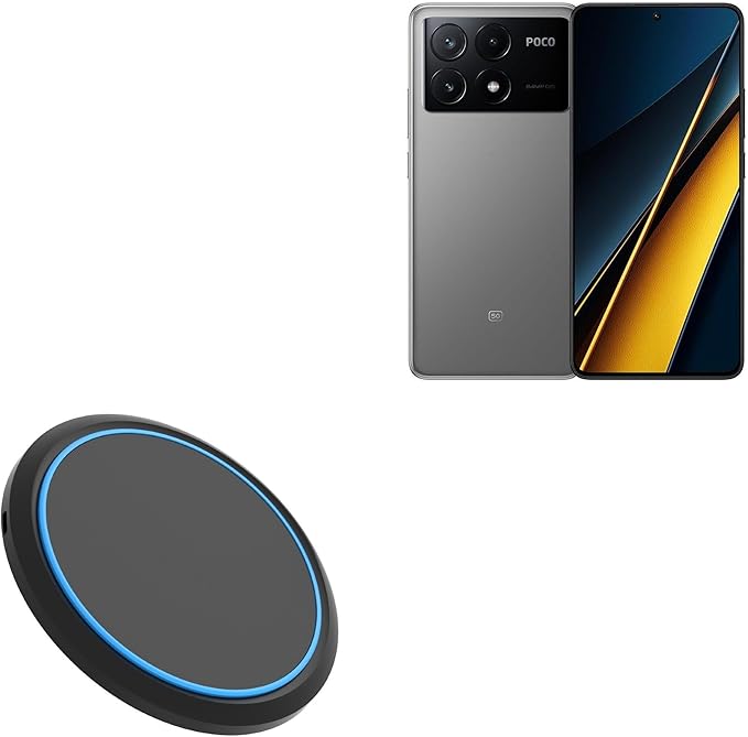 BoxWave Charger Compatible with Xiaomi Poco X6 Pro - SwiftCharge PowerDisc Wireless Charger (15W) Qi Wireless 15W Circular Desktop Charger - Jet Black