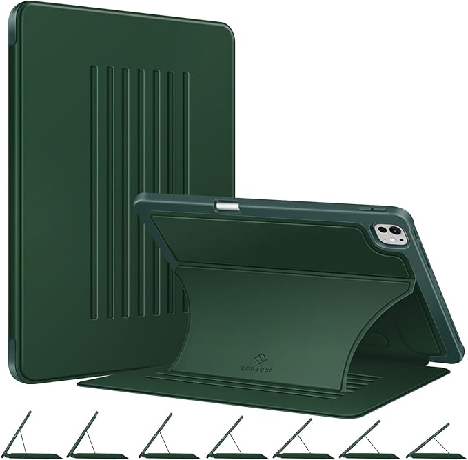 Fintie Magnetic Stand Case for iPad Pro 13-inch (M5) 2025 / (M4) 2024 - Multiple Angles Shockproof Rugged Soft TPU Cover with Pencil Holder Auto Sleep/Wake Green