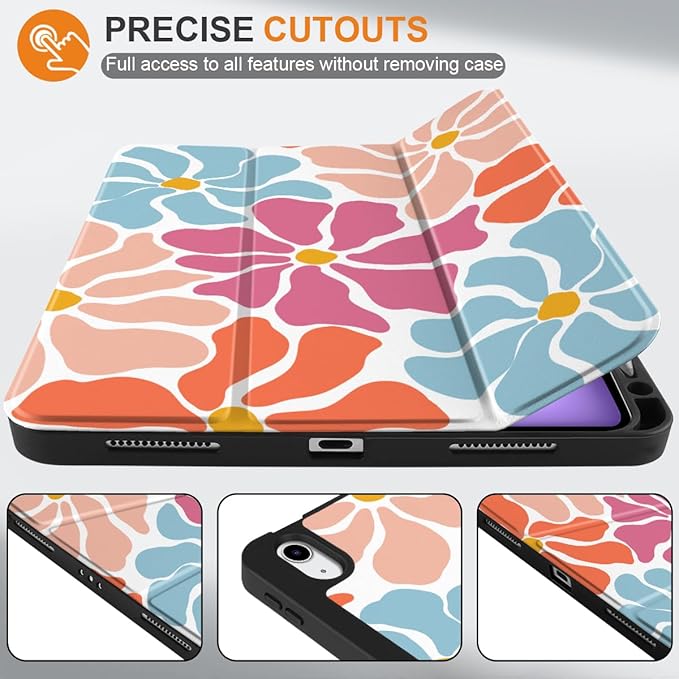 MEEgoodo for M4/M3/M2 iPad Air 11 inch Case 2026 2025 2024Case for iPad Air 5th Generation/iPad Air 4th Gen 10.9 inch 2022 2020 Tablet Cover with Soft TPU Back Shell Minimalist Style Floral