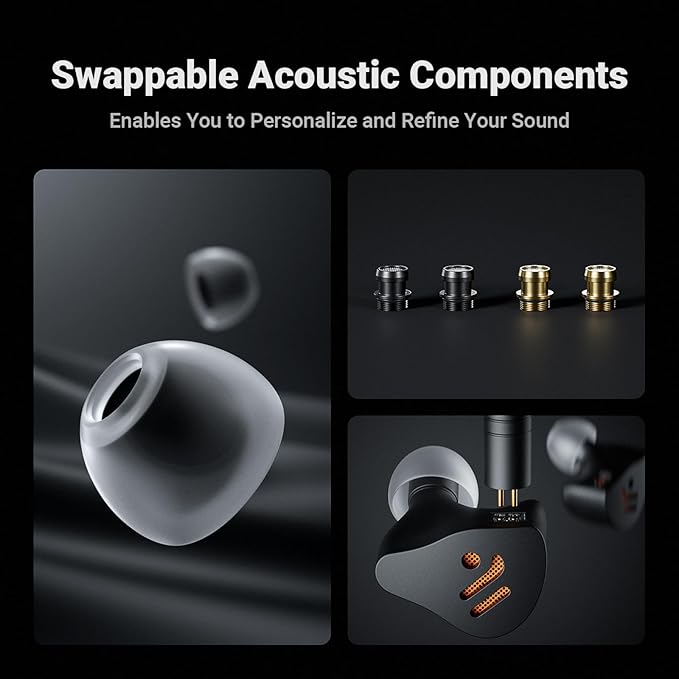 Fosi Audio IM4 Open-Back IEM Earphones in Ear Monitor Wired Earbuds 10mm Single Dynamic Driver IEMs for Audiophiles Gaming and Studio 3.5mm 2-Pin 0.78mm Detachable Cables N52 Dual Magnets