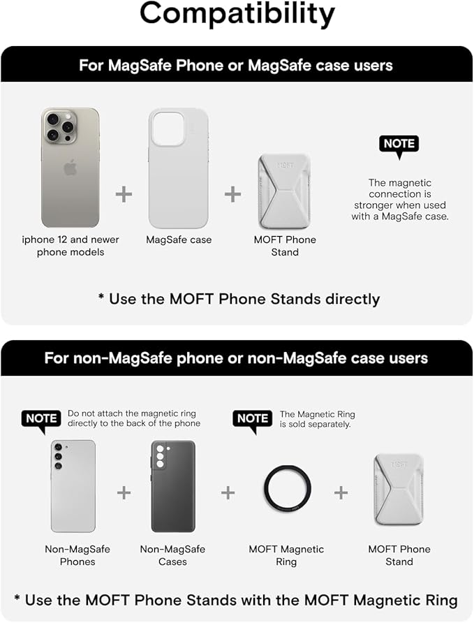 MOFT MagSafe Wallet for iPhone 15/14/13/12 Series Strong Magnetic Phone Card Holder Fit 2 Cards &amp 3 Viewing Angles &amp Stain-Resistant Vegan Leather Phone Stand Misty Cove