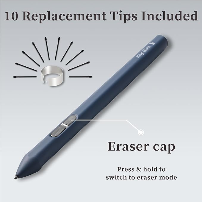 SY05 EMR Stylus Pen for Kindle Scribe &amp Remarkable 2 4096 Pressure Digital Eraser Battery-Free Magnetic Attach 10 Replacement Tips (Black)