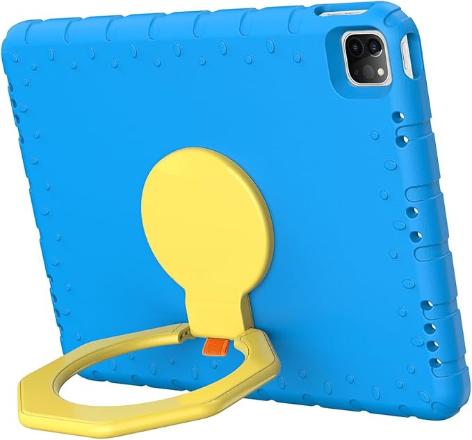 for iPad Pro 12.9 Case 6th/5th/4th/3rd Generation with 360° Rotating Stand &amp Pencil Holder Heavy Duty Cute Cover for iPad Pro 12.9 inch 2022/2021/2020/2018 Blue