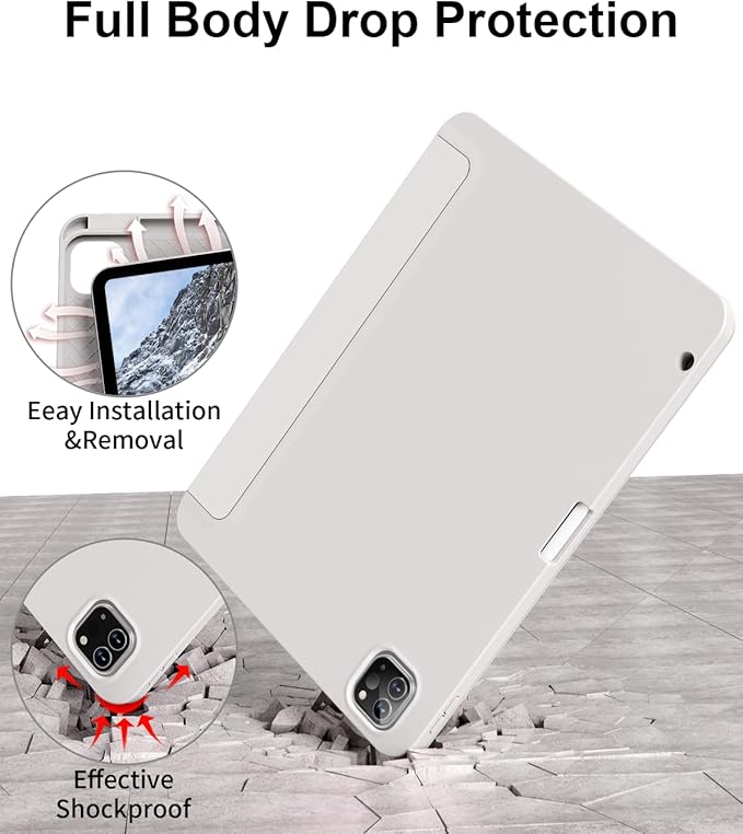 for iPad Pro 12.9 Case (6th/5th/4th/3rd Generation 2022/2021/2020) &amp ipad Air 13 inch case (M3 2025/M2 2024) with Pencil Holder Smart Slim Trifold Stand Case with Soft TPU Back (Gray)