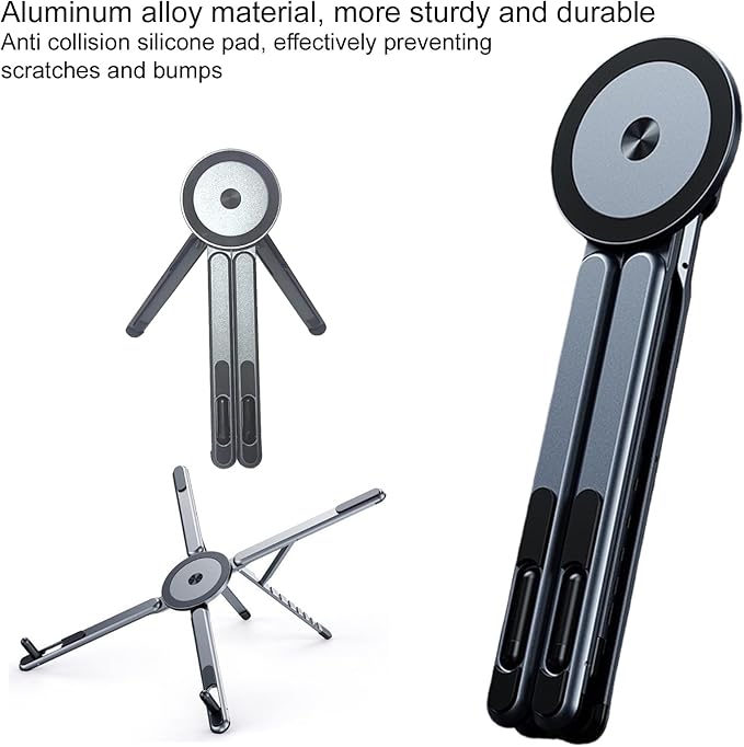 Multi-Purpose Portable Magnetic Stand Suitable for Smartphones PadLaptop AluminumAlloy MaterialSuitable fortraveling Official Working and Leisure and Home Entertainment (E05-gray)