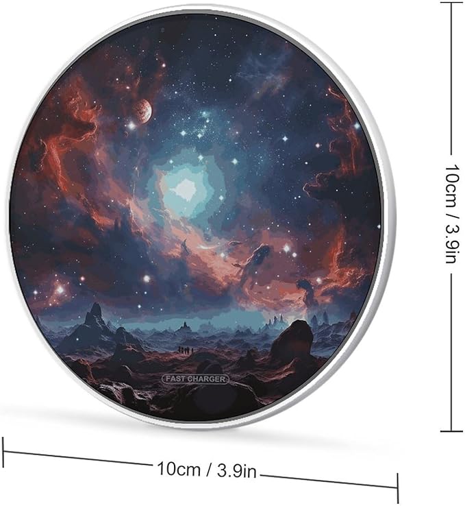 Space with Cluster Wireless Charger Fast Wireless Charging Pad with USB Cable 10W Anti-Slip Magnetic Wireless Charger Portable Slim Charger Puck Travel Charging Station