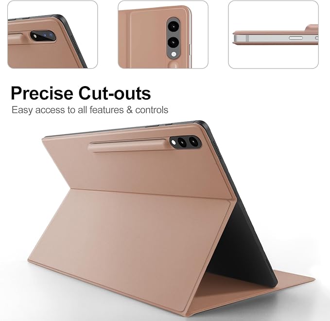 DUNNO Magnetic Case Cover for Samsung Galaxy Tab S10+ Plus 12.4-Inch 2024 / S9+ / S9 FE+ 12.4-Inch 2023 With S-Pen Holder Slim Lightweight Folio Tablet Case Auto Wake/Sleep (Rose Gold)