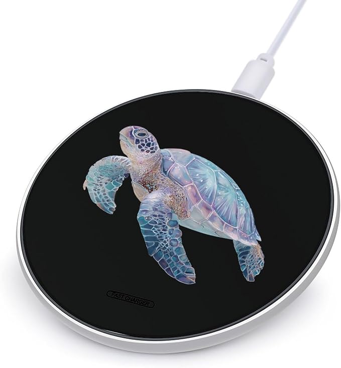 Turtle Gradient Colors Fast Portable Charger 10W Funny Graphic Phone Charging Pad with USB Cable