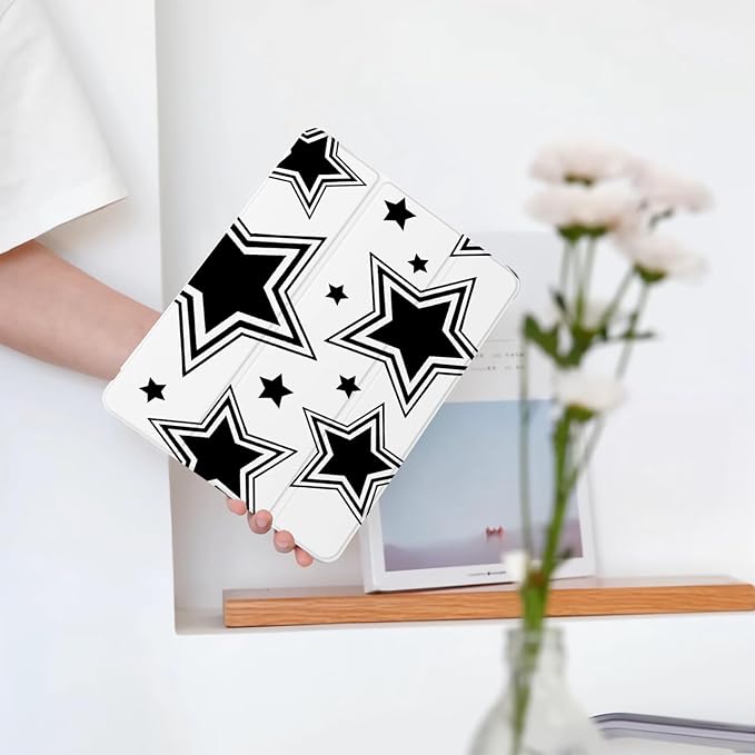 Cute Kawaii Y2K Star for iPad 7th/8th/9th Generation Case with Pencil Holder Auto Sleep/Wake Leather Soft TPU Back Cover for iPad 10.2 Inch 2019/2020/2021