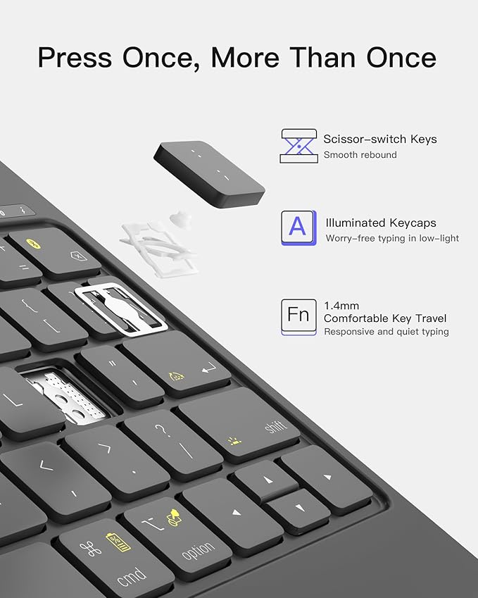 Inateck Magnetic Keyboard Case for Air 11 inch (M4 2026/2025 M3/2024 M2) Easy-Set Keyboard for Air 6/5/4 Gen iPad Pro 11 inch 4/3/2/1 Gen Floating Cantilever Stand 7-Color Backlight with Trackpad
