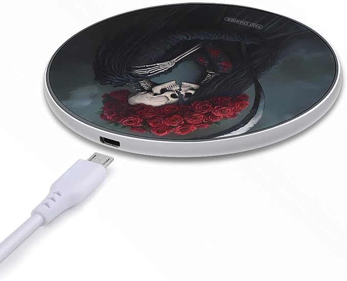 Gothic Death Skul Skeleton Kiss Wireless Charger Anti-Slip Wireless Charging Pad Slim Charger Mat for Men Women