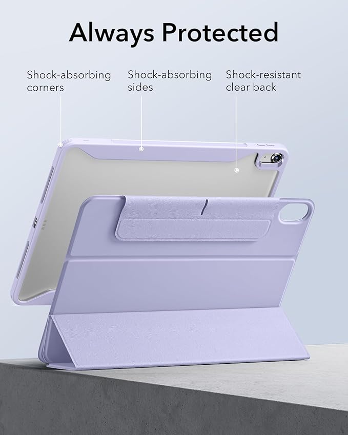 ESR for iPad Air 11 Inch Case M4/M3/M2 (2026/2025/2024) iPad Air 5th/4th Gen Case (2022/2020) 10.9 Inch with Pencil Holder Removable Magnetic Cover Vertical Stand Rebound 360 Series Light Purple