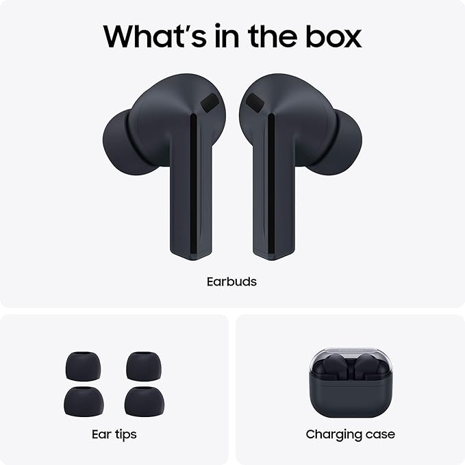 SAMSUNG Galaxy Buds 3 FE (2025) True Wireless Bluetooth Earbuds Active Noise Cancellation Powerful Sound Clear Calls Long Lasting Battery Hands Free AI Black [US Version 2 Year Warranty]