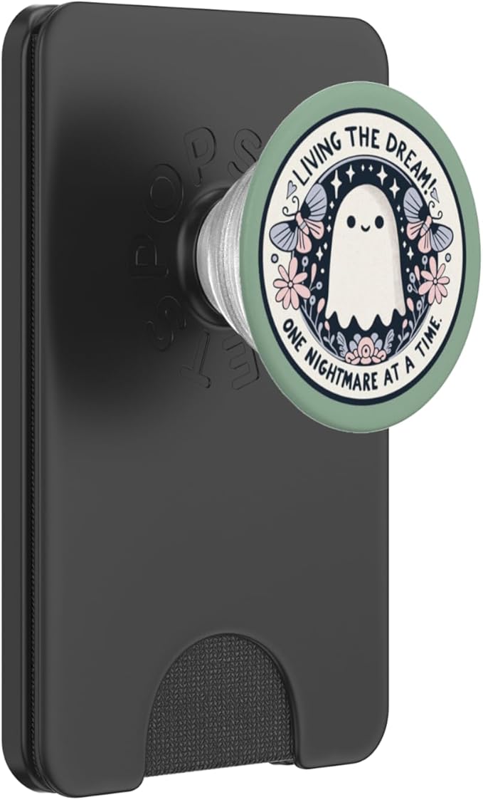Spooky Ghost Dark Humor Living The Dream Bookish Reading PopSockets PopWallet for MagSafe