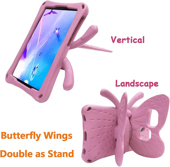 Universal Kids Case for Sunshine T1 Tablet/Sunshine T1 Elite Tablet Case Shockproof Light Weight Protective Stand Cover for Cloud Mobile Sunshine T1 Tablet 8 inch Cute Butterfly - Pink