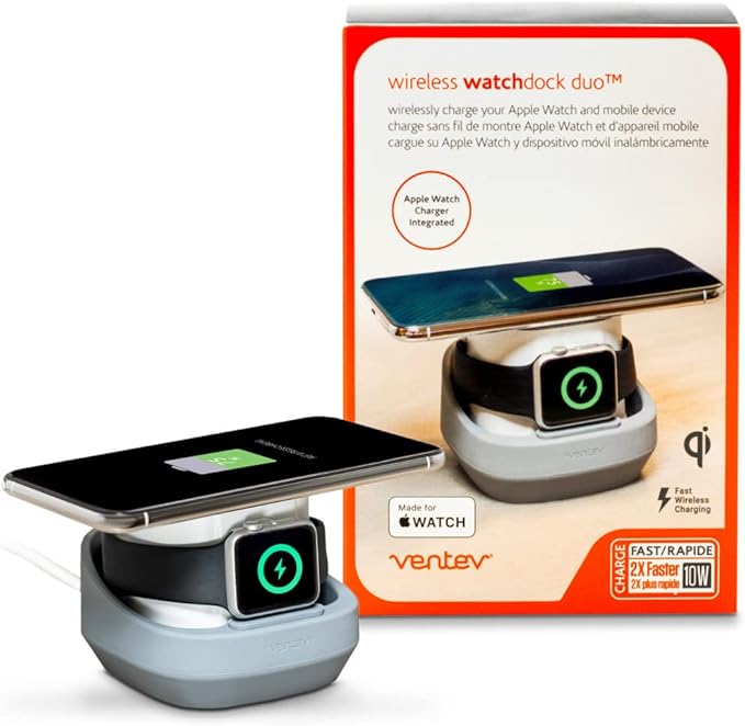 Ventev 10W Wireless Watchdock Duo Charging Pad and Apple Watch Charger